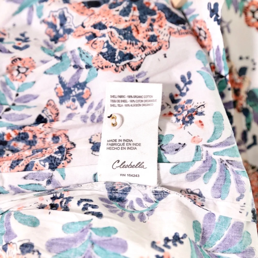 NWT Cleobella Maxine Floral Organic Cotton Scoop Neck Ruche Mini Dress Womens M - Picture 10 of 10